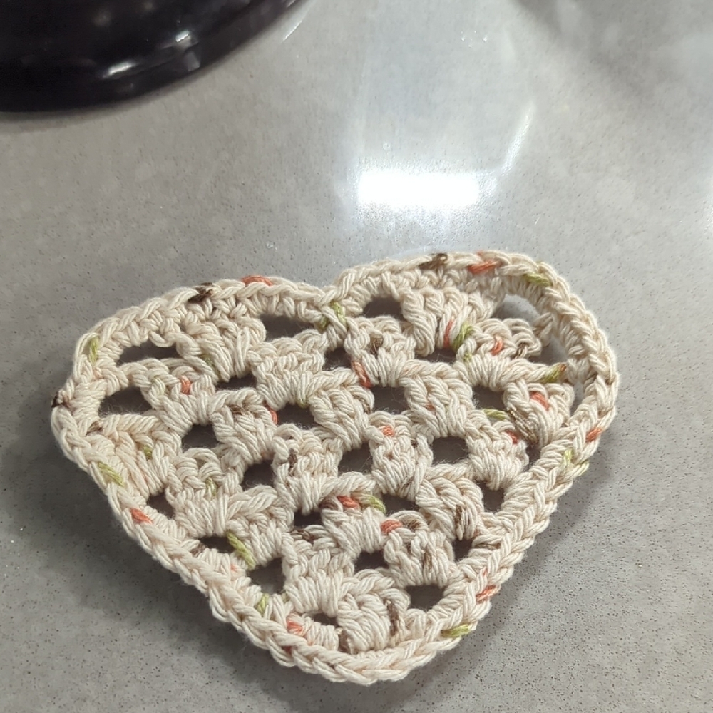 Handmade Crochet Heart Coaster